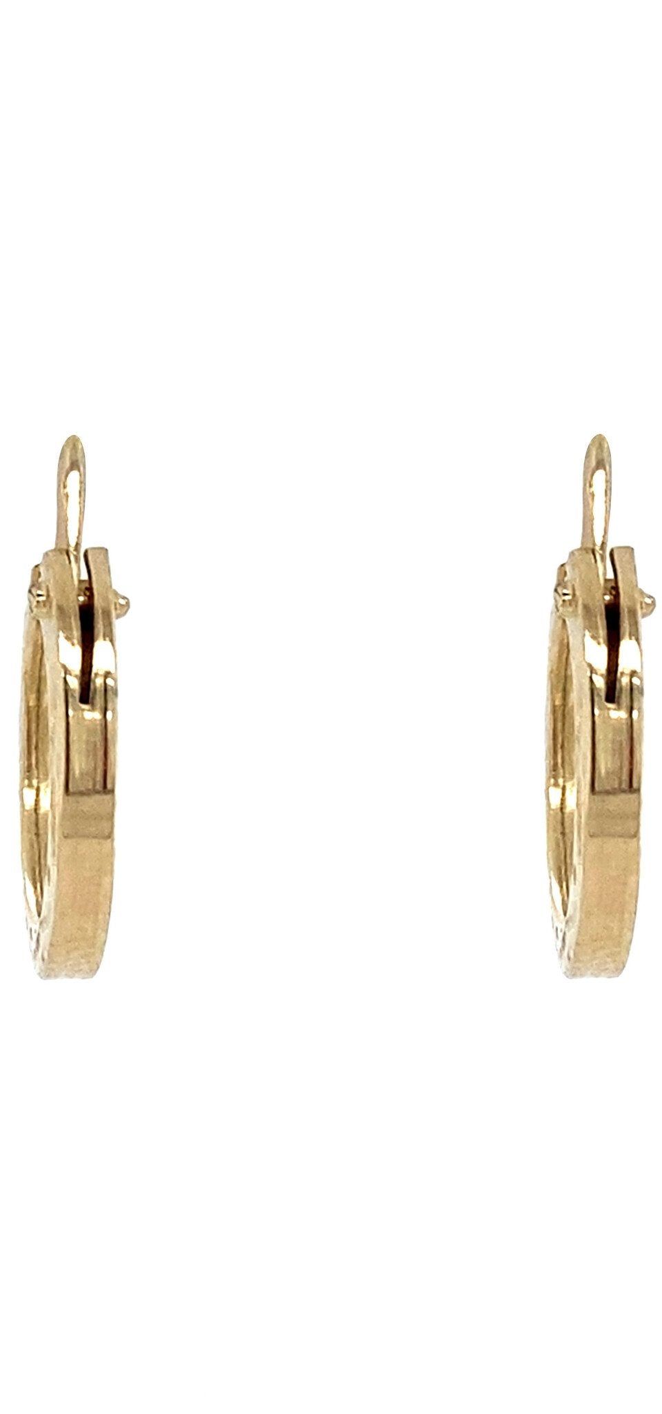 Vintage 14K Gold Fancy Hoop Earrings
